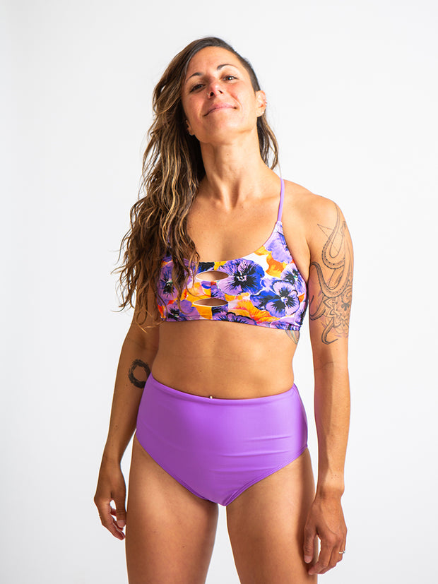 Nika Eco Friendly High Waisted Bikini Bottom - Lilac