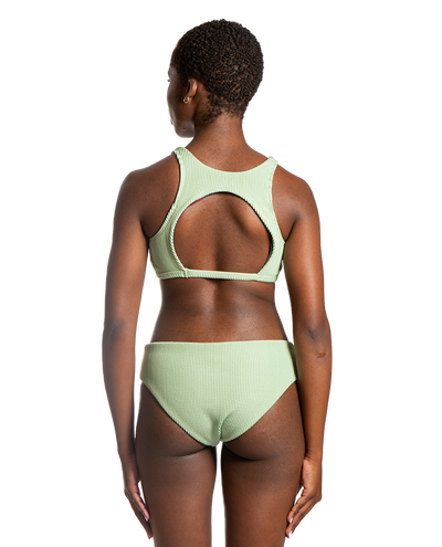 Amanda Reversible Moderate Bikini Bottom - Green Ribbed